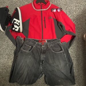 The North Face Men's Performance Jacket in Red and Gray